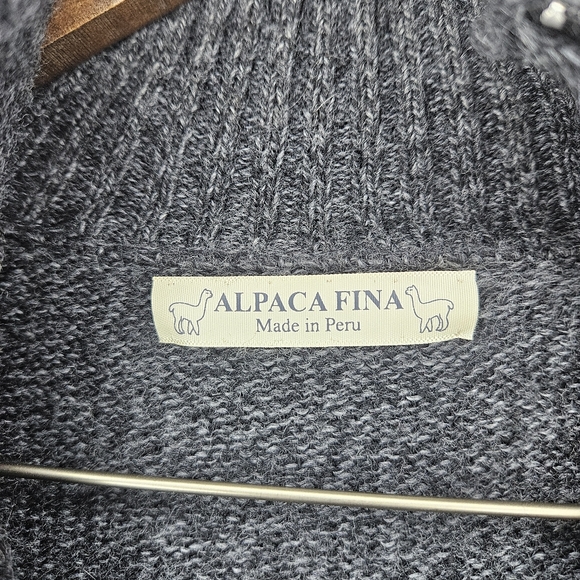ALPACA FINA Grey Knit Cardigan Jacket - Picture 7 of 7